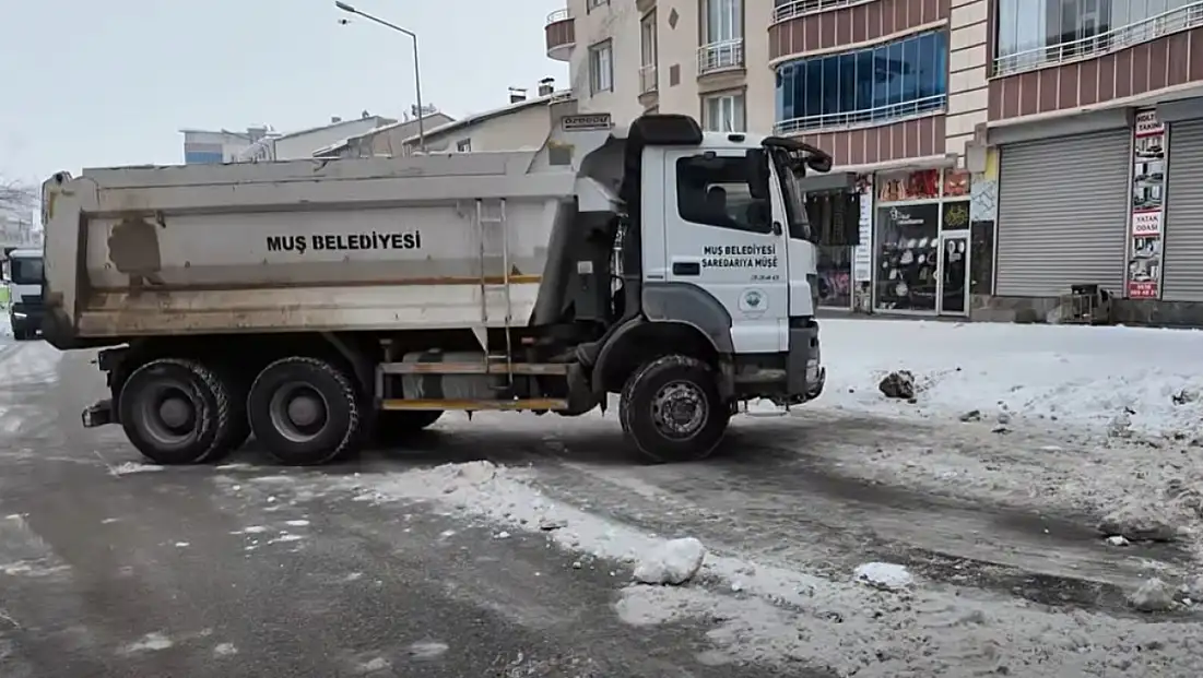 Muş’ta Kar Yığınları Kamyonlarla Belirlenen Alanlara Taşınıyor