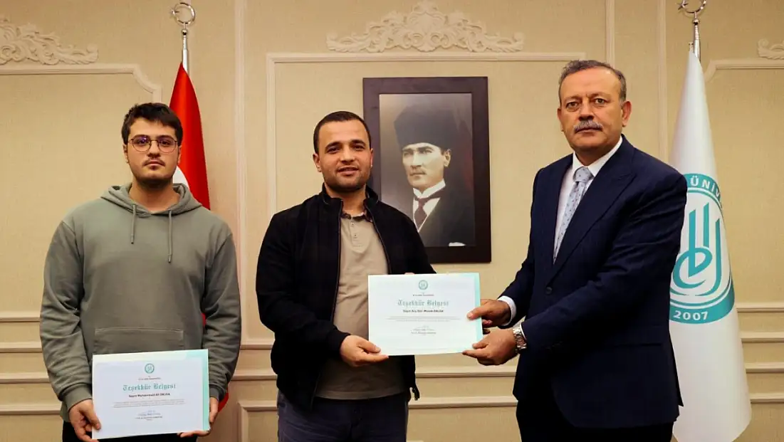 Rektör Prof. Dr. Necmettin Elmaştaş’tan ADEM Kulübü Danışmanına Teşekkür Belgesi