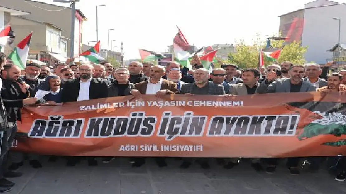 Ağrı'da Filistin'e destek yürüyüşü düzenlendi