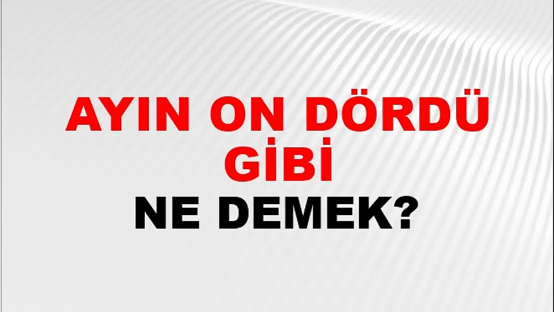 Ayın On Dördü Gibisin Ne Demek?