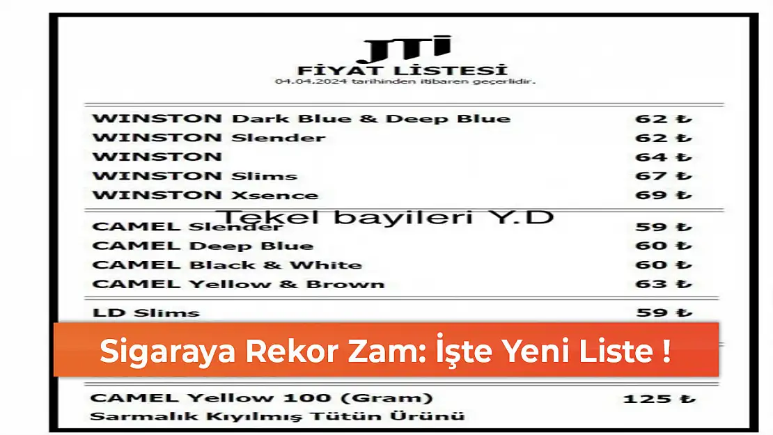 Sigaraya Rekor Zam: İşte Yeni Liste !