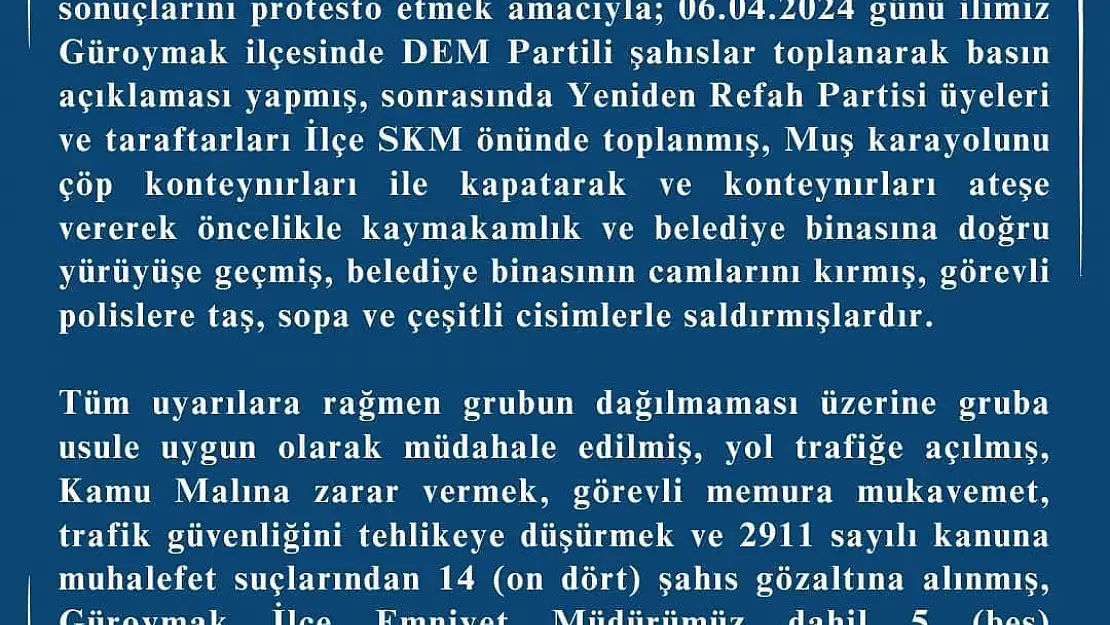 Bitlis'te polisle göstericiler arasında olaylar çıktı