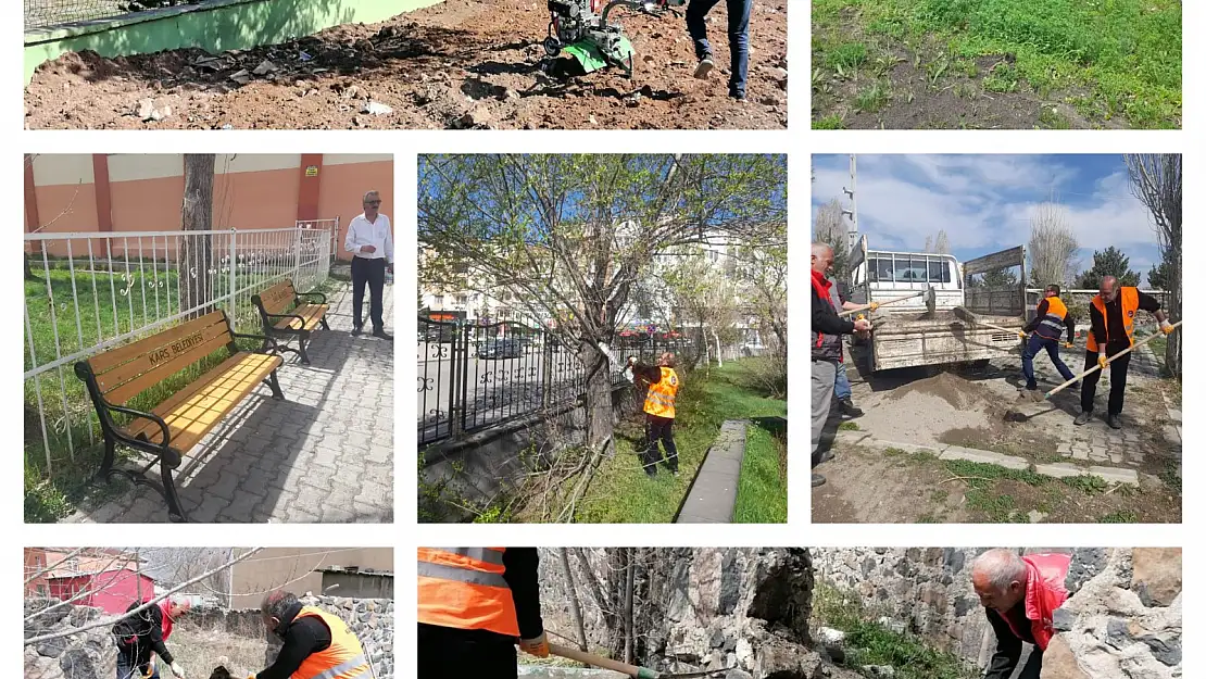 Kars Belediyesi Park ve Bahçelerde Çalışmalara Ara Vermiyor