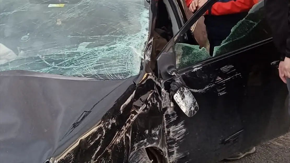 Kars'ta otomobil bahçe duvarına girdi: 2'si çocuk 3 yaralı