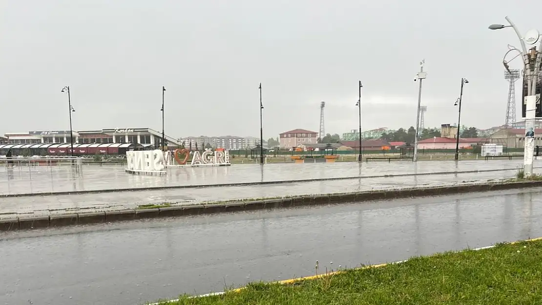 Ağrı'da sağanak yağmur doluya dönüştü