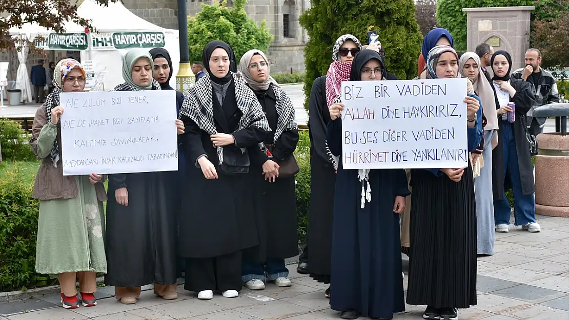 Erzurum'da İsrail'in Filistin'e yönelik saldırıları protesto edildi