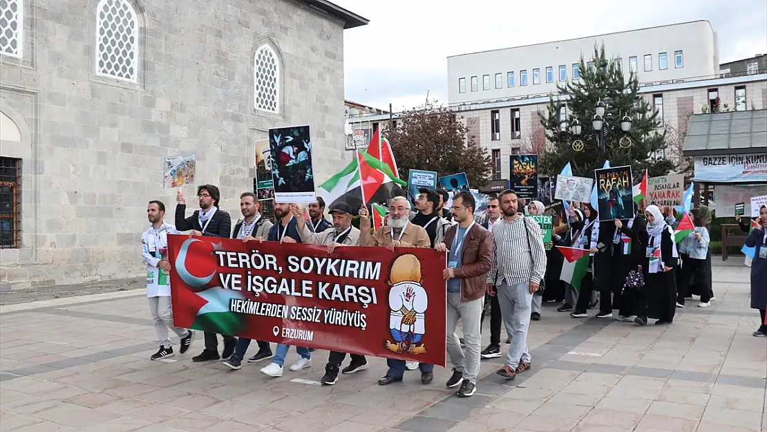 Erzurum ve Kars'ta Gazze'ye destek yürüyüşü yapıldı