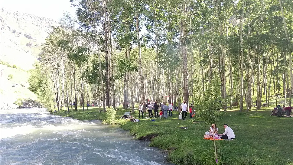 Van'da vatandaşlar Müküs Çayı kıyısında serinliyor