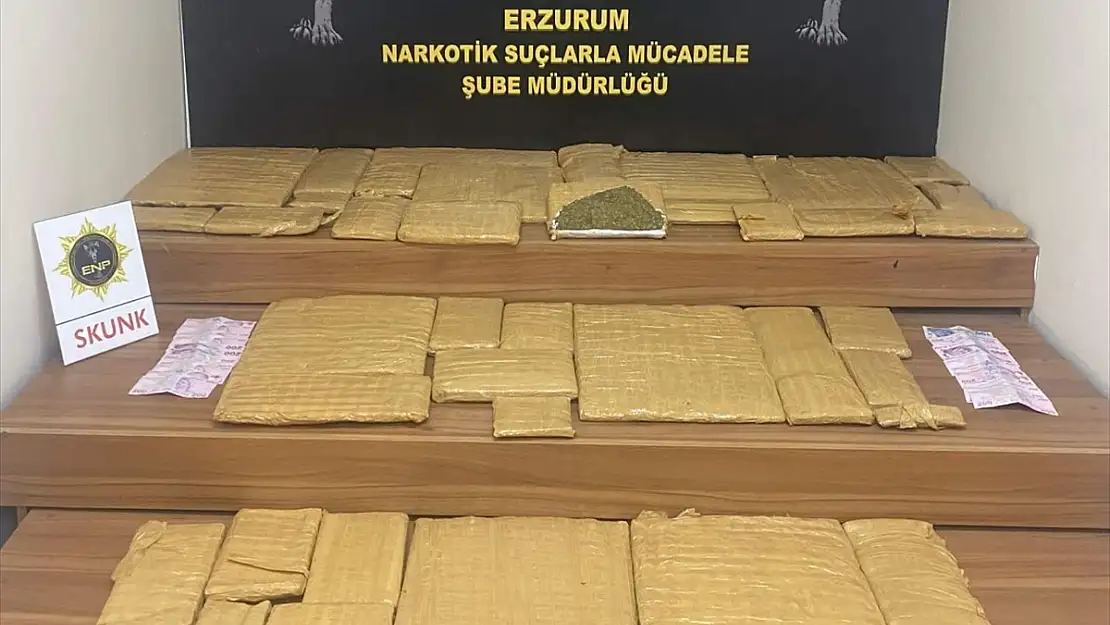 Erzurum'da bir şahıs çok miktarda uyuşturucuyla yakalandı