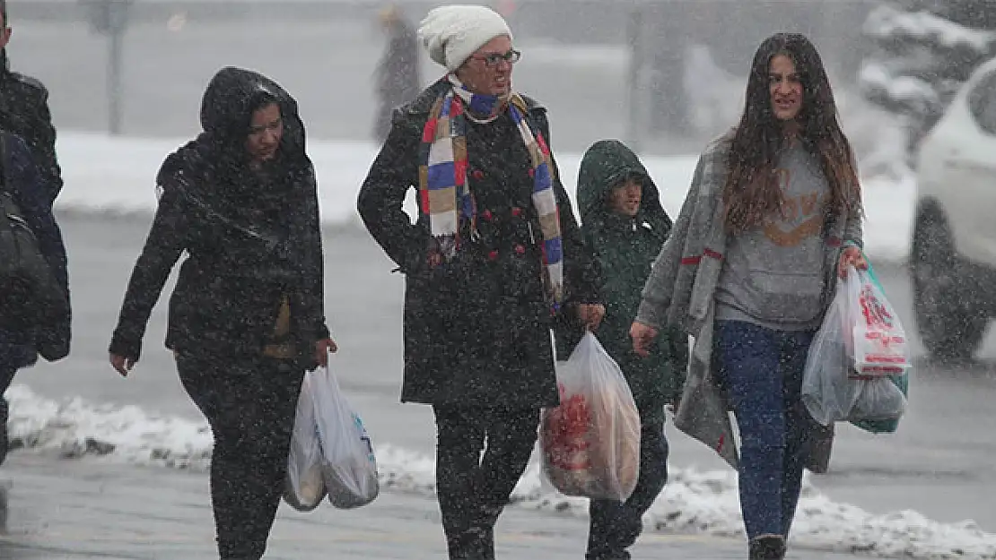 Kayseri'de kar  yağışı etkili oluyor