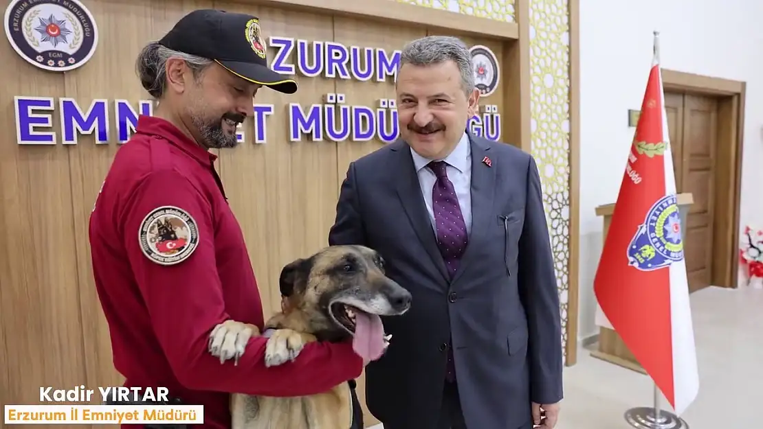 Erzurum'un Narkotik köpeği Eris'e duygu dolu veda