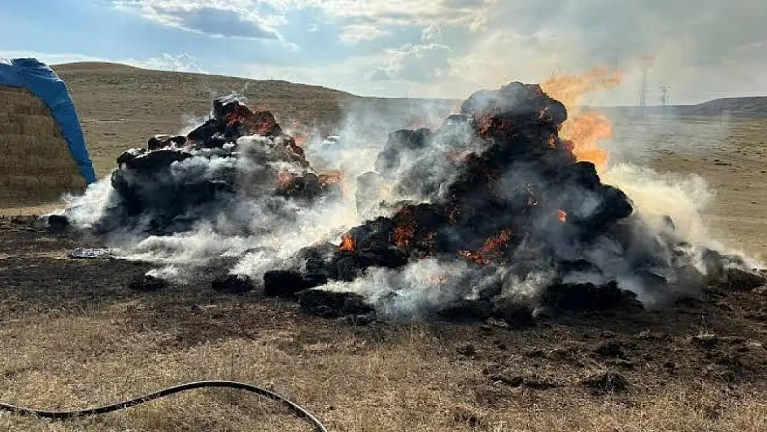 Erzurum'da ot balyalarında çıkan yangın sıçramadan söndürüldü