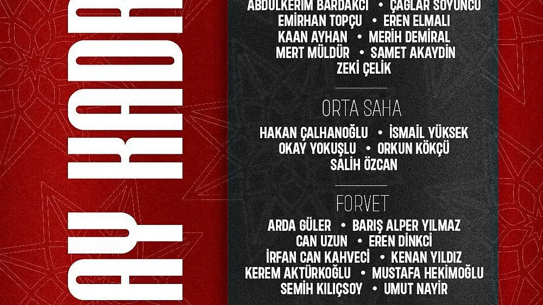 A Milli Takım'ın aday kadrosu belli oldu