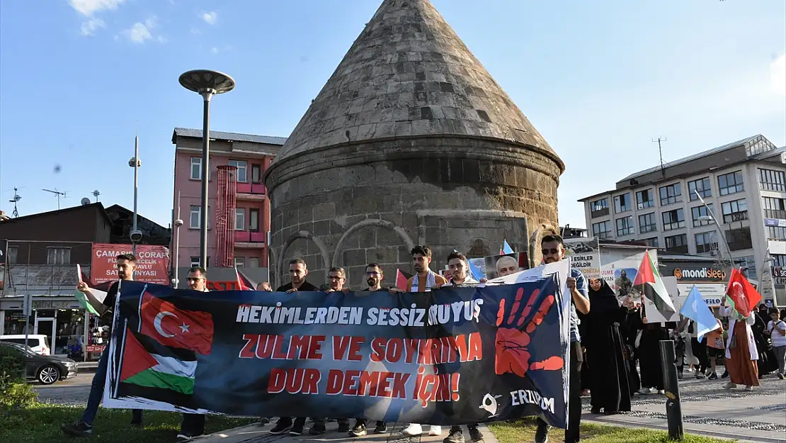 Erzurum'da sağlık çalışanları 42 haftadır Gazze için yürüyor