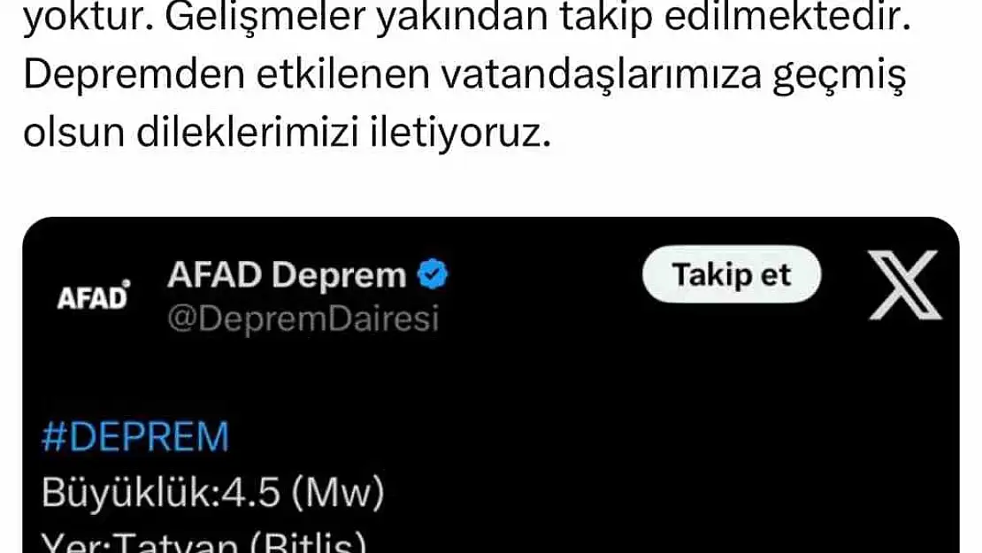 Bitlis Valiliğinden deprem açıklaması