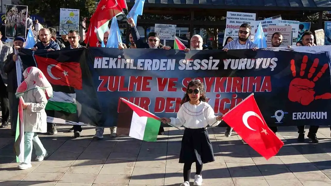 Erzurum'da Sağlık Çalışanları 47 Haftadır Filistin İçin Yürüyor