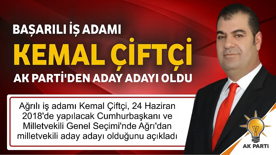Başarılı iş adamı Kemal Çiftçi AK Parti'den aday adayı oldu