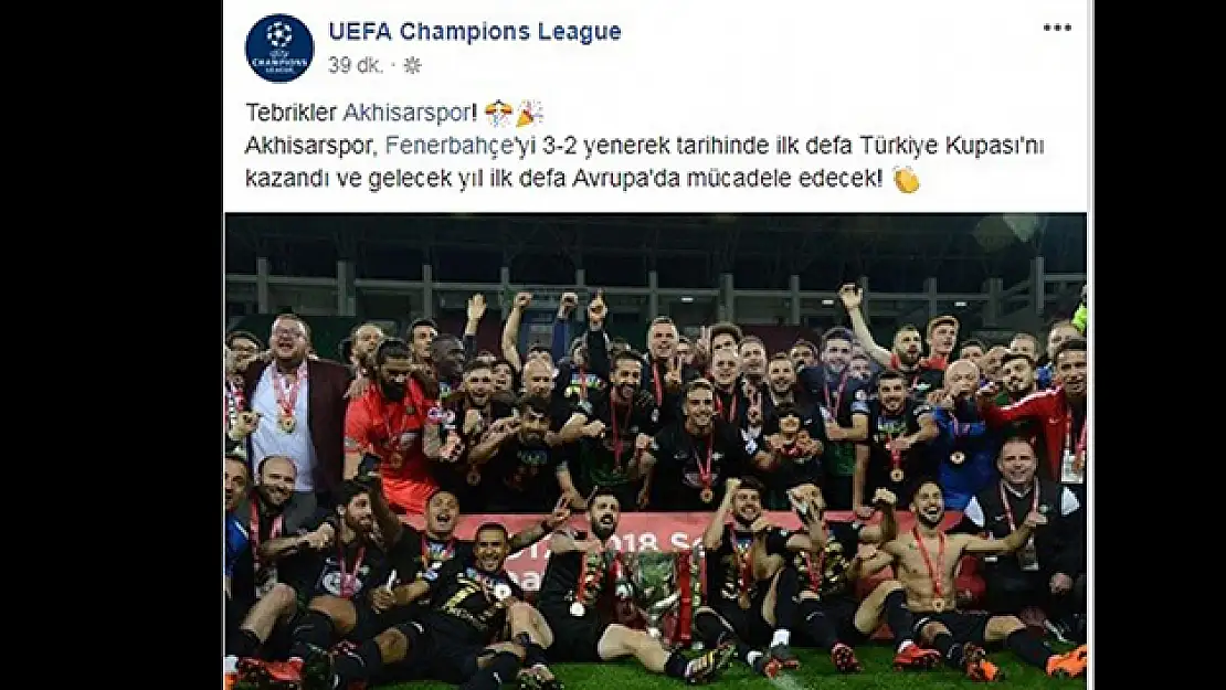 Akhisar'a bir tebrikte Avrupa'dan