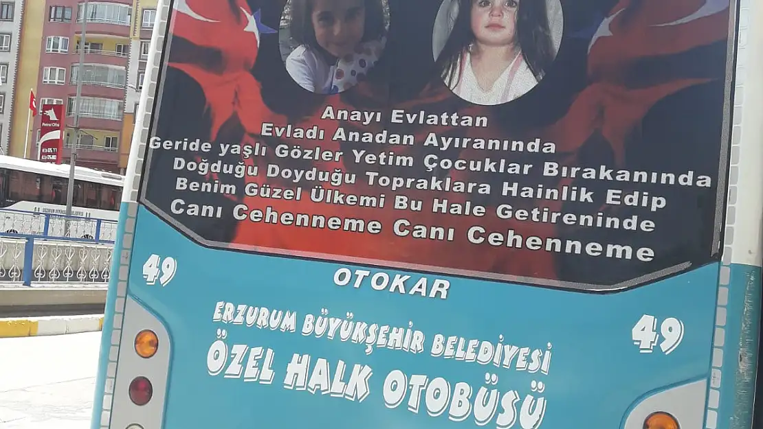 Erzurumlu sürücü aracını Leyla ve Eylül'ün fotoğrafları ile kapladı