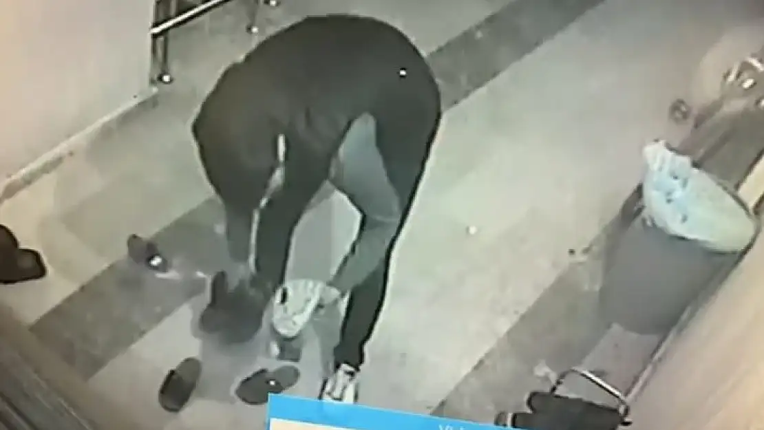 Ağrı'da ayakkabı çalan hırsız, kameraya yakalandı