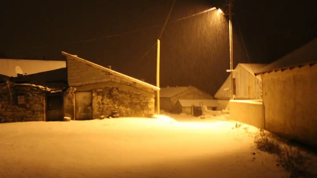 Ağrı'da gece yarısı yağan kar etrafı beyaza bürüdü