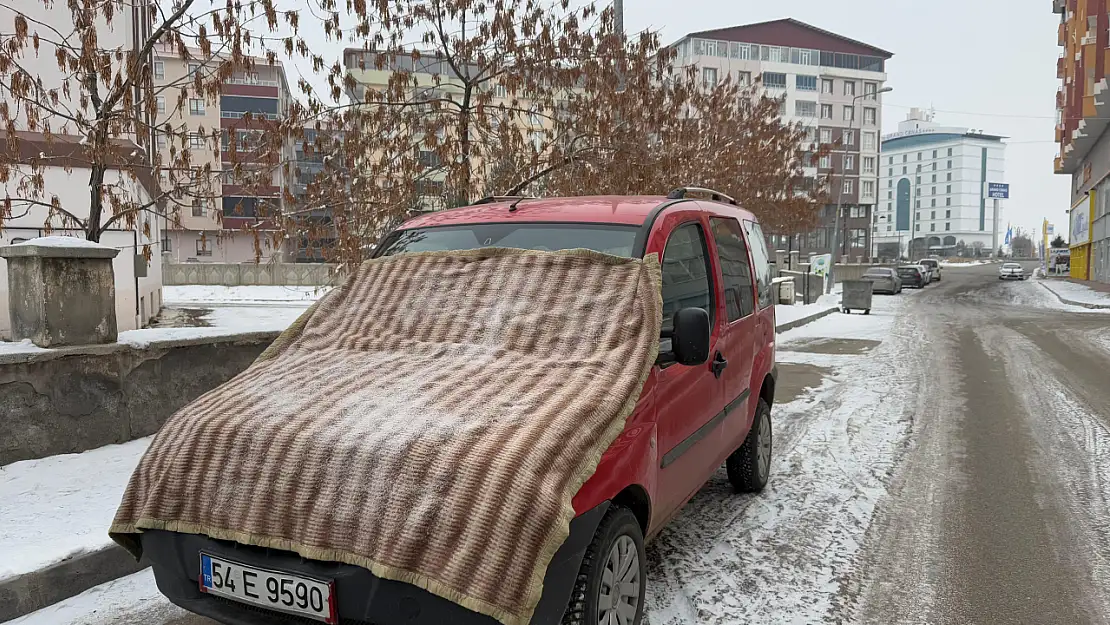 Ağrı'da kış şartları araçları sarıp sarmalattı