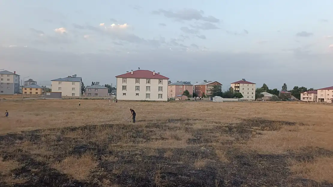 Ağrı'da kuru ot yangını paniğe neden oldu