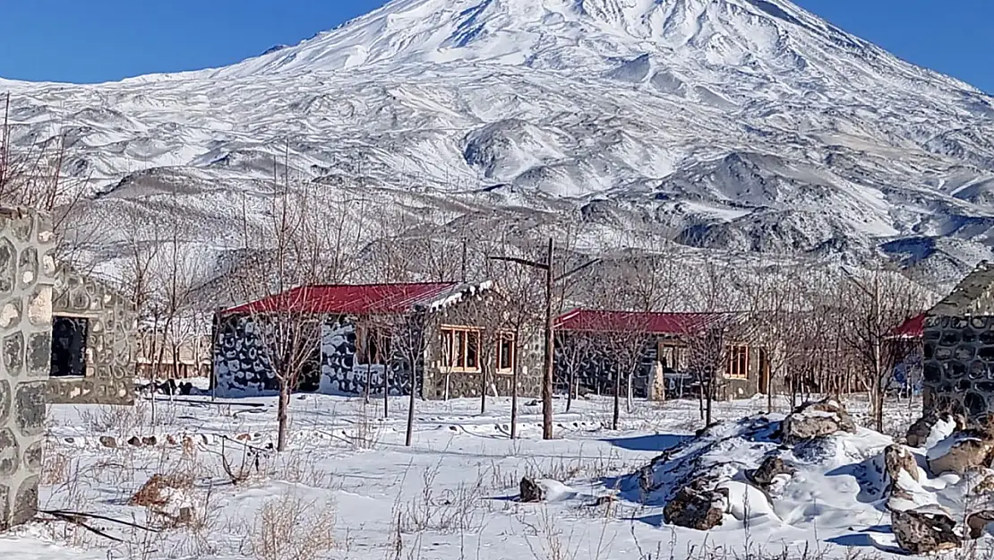 Ağrı Dağı'nın beyaz örtüsü altında bir masalsı bahçe