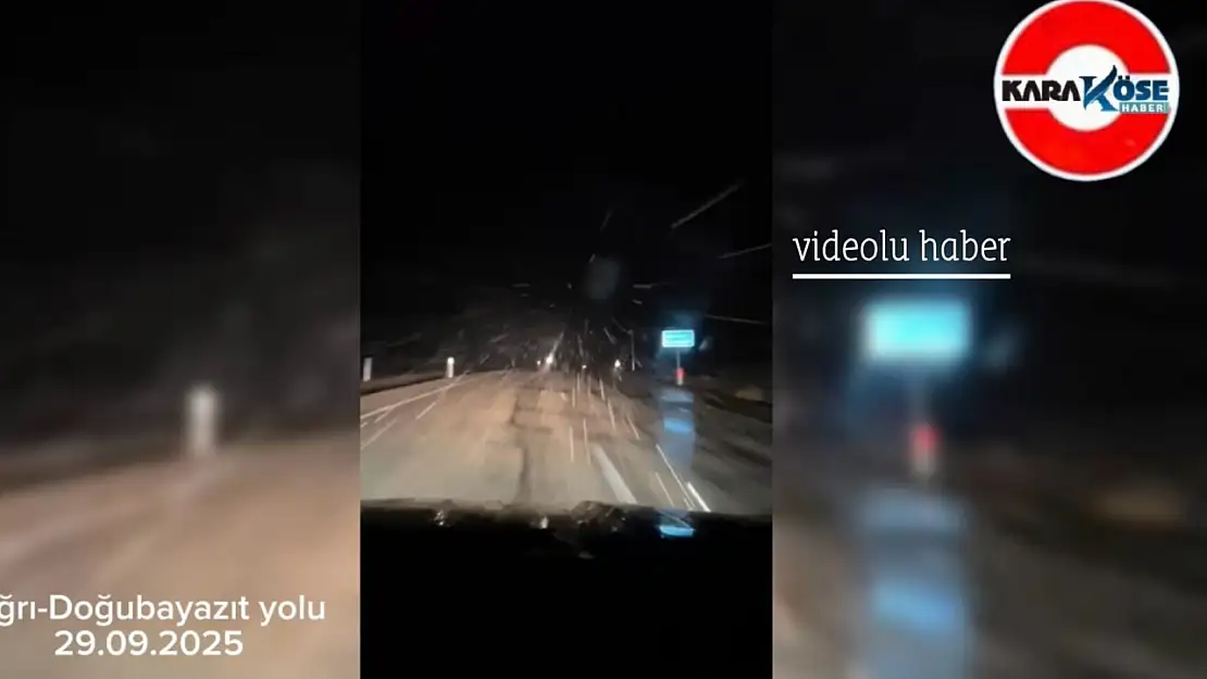 Ağrı–Doğubayazıt yolunda mevsimin ilk karı görüldü