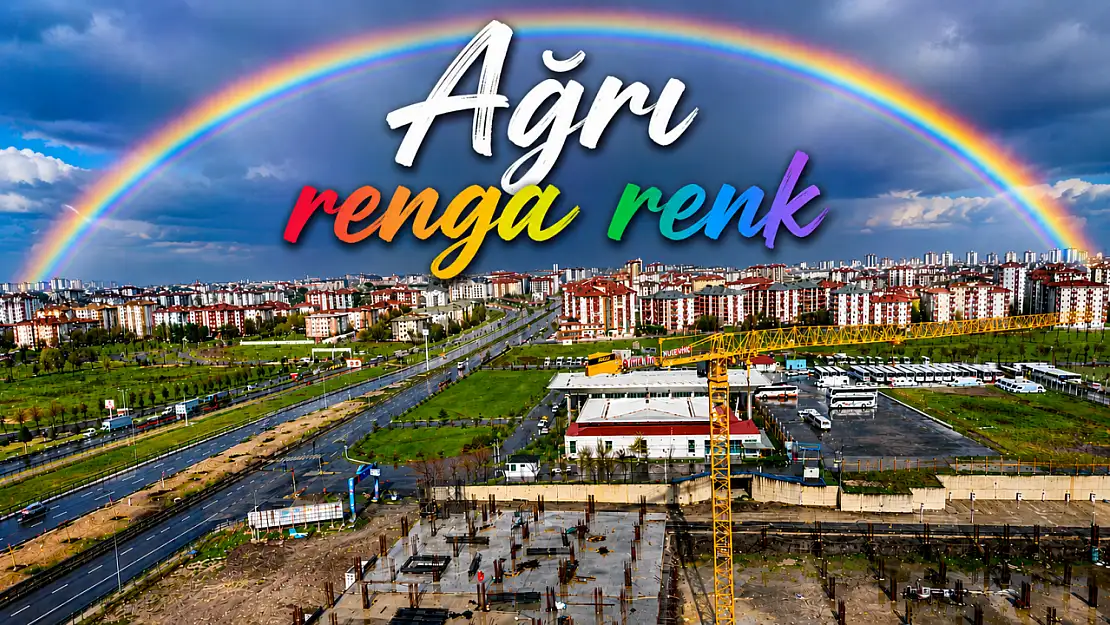 Ağrı semalarında kartpostallık görüntü: gökkuşağı şehri renklendirdi