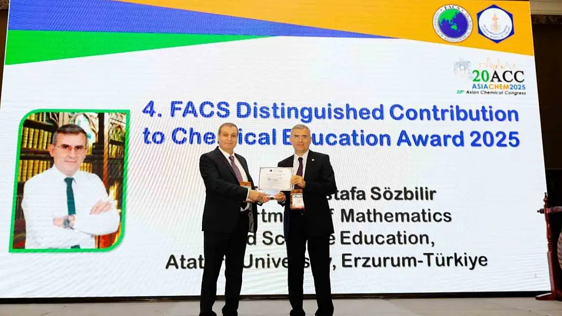 Atatürk Üniversitesi'nden Prof. Dr. Sözbilir, uluslararası kimya eğitim ödülü kazandı