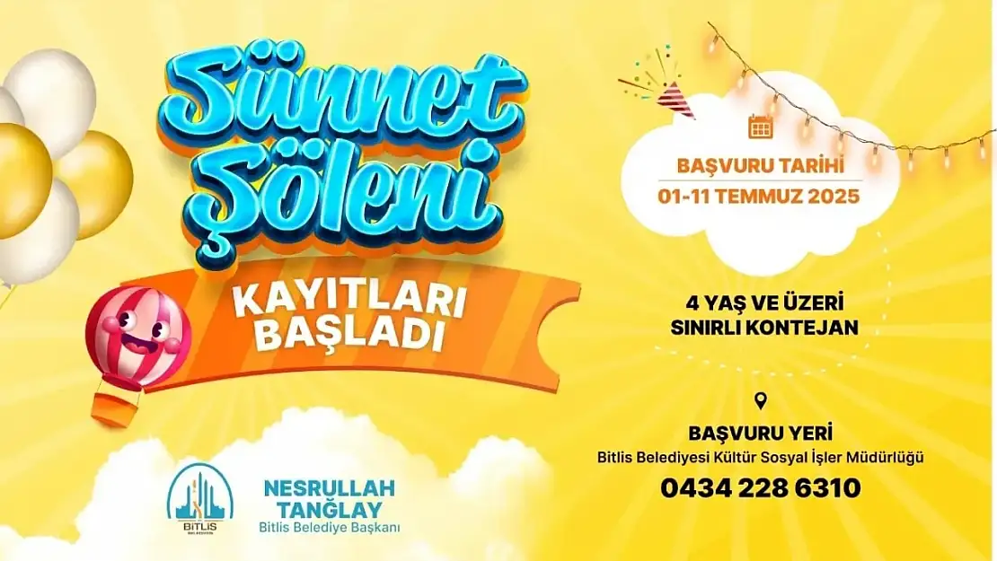 Bitlis'te İhtiyaç Sahibi Aileler İçin Toplu Sünnet Başvuruları Başladı
