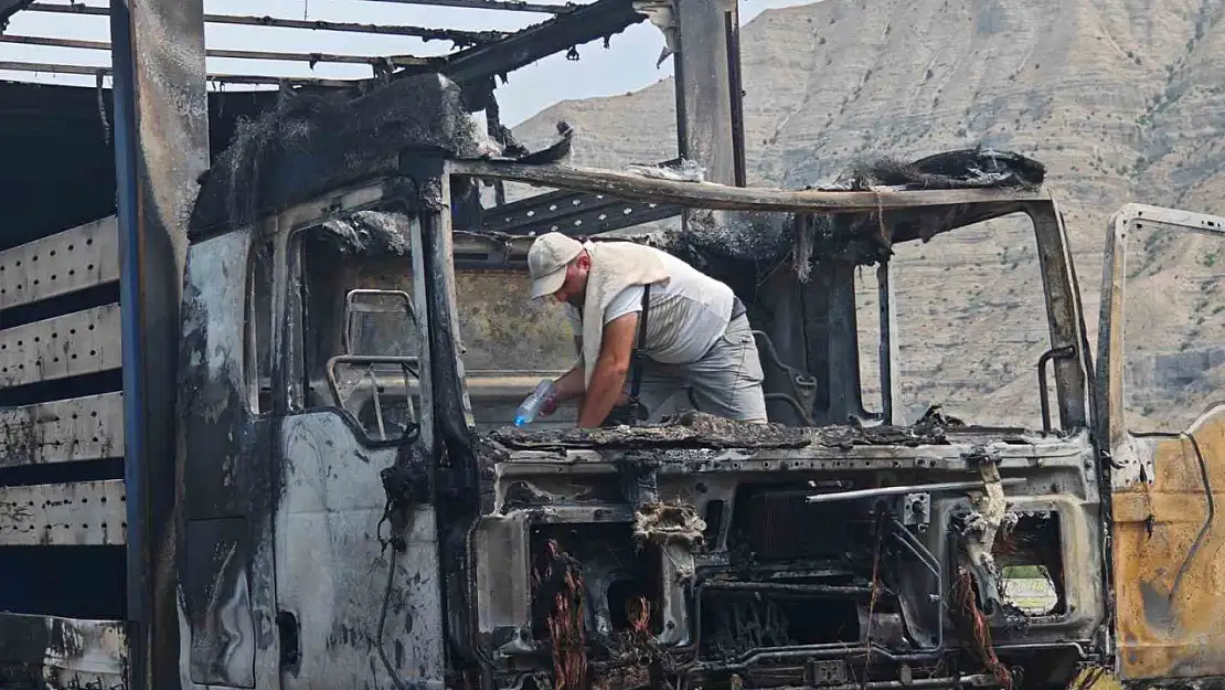 Erzurum-Artvin Karayolu'nda Tır Yangını Panik Yarattı