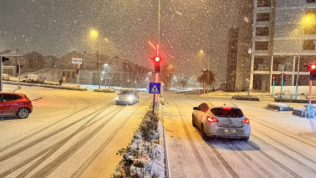 Erzurum'da kar yağışı kent merkezini beyaza bürüdü