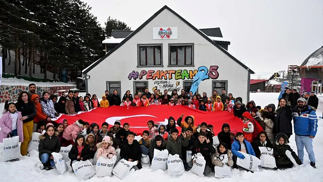 Erzurum'da kırsaldaki 100 çocuk kayakla buluştu