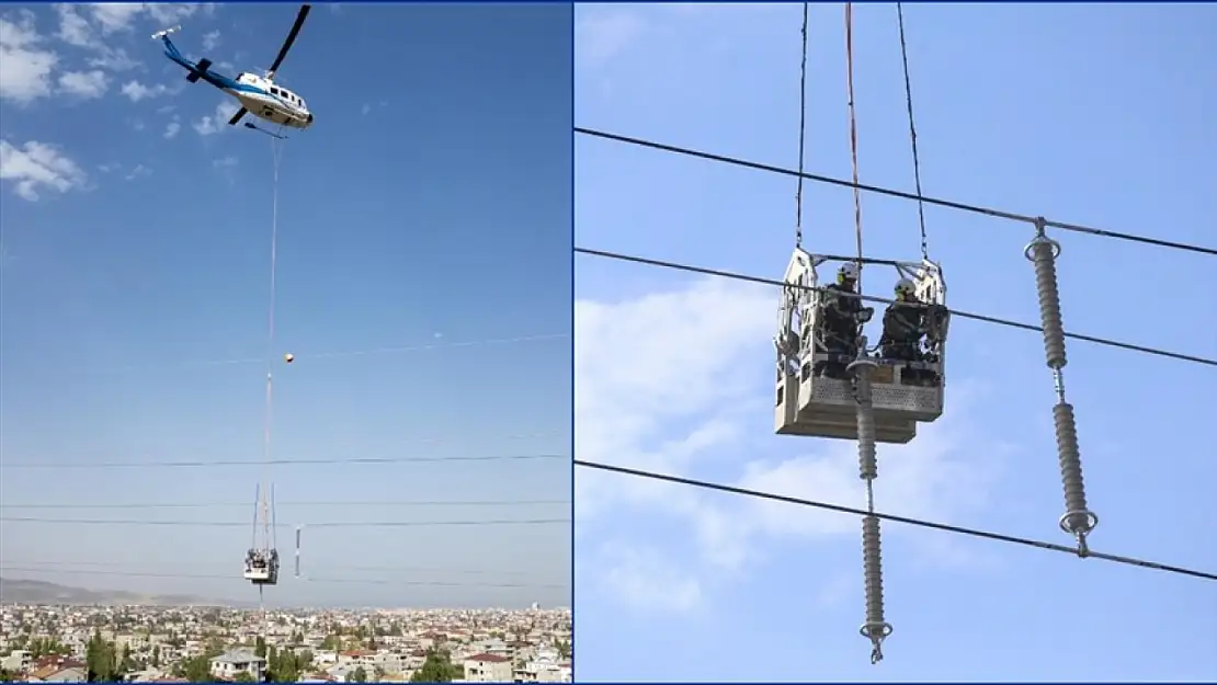 Helikopterle Enerji Hattı Bakımı: Uzun Mesai Saatleriyle Kesintisiz Güç Sağlanıyor