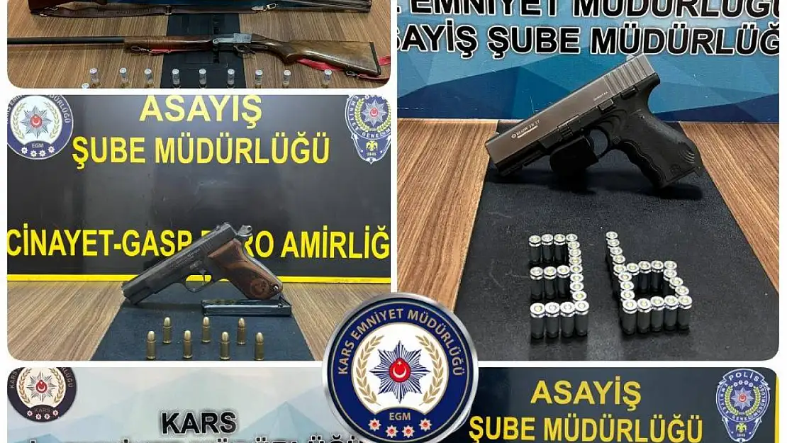 Kars'ta gerçekleştirilen denetimlerde ruhsatsız silah ve mühimmat ele geçirildi