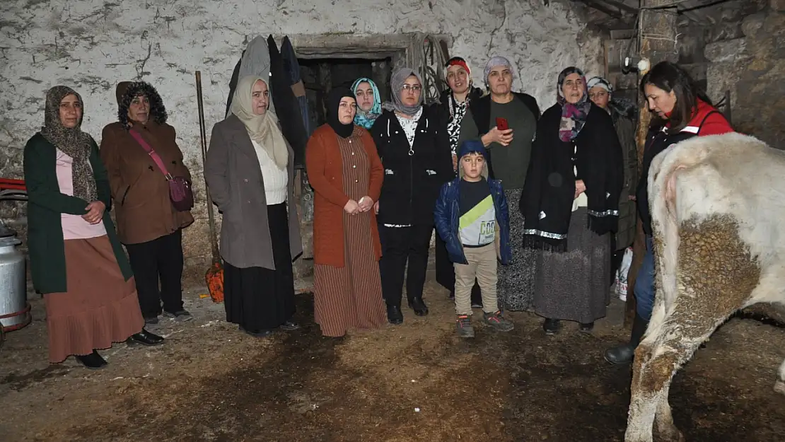 Kars'ta kadın çiftçiler sağlıklı sağım tekniklerini öğreniyor