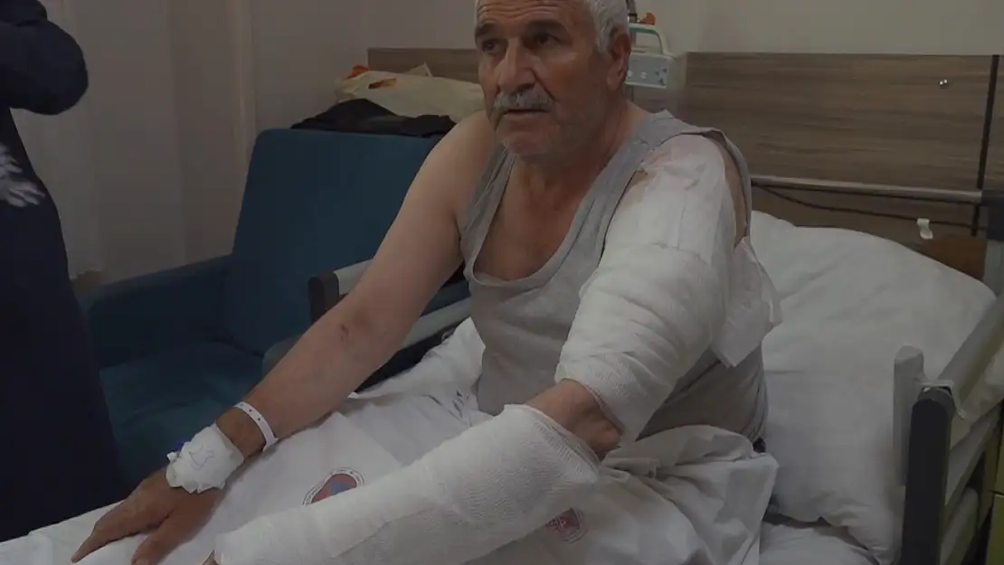 Kurt saldırısına uğrayan çiftçi hastaneye kaldırıldı