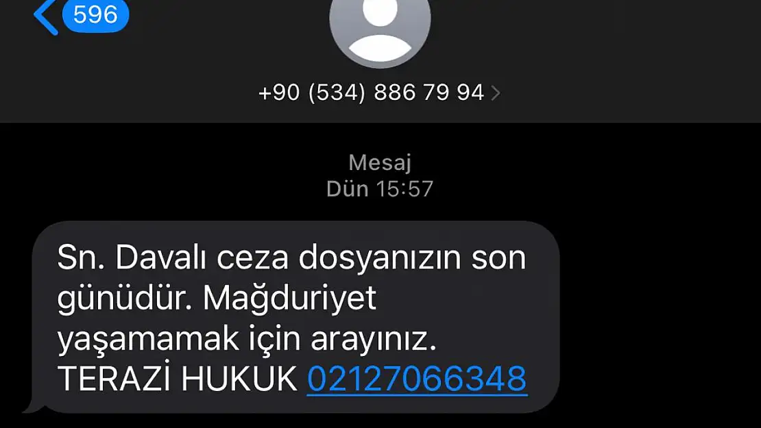 Sayın davalı ceza dosyanızın son günüdür mesajı dolandırıcı mı? Terazi hukuk mesaj geldi