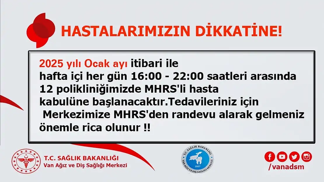 Van Ağız ve Diş Sağlığı Merkezi akşam polikliniği hizmetine başlıyor