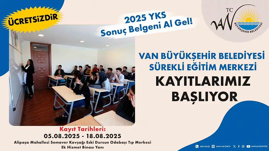 Van Büyükşehir Belediyesi'nden Eğitim Fırsatı: Sürekli Eğitim Merkezi Kayıtları Başlıyor