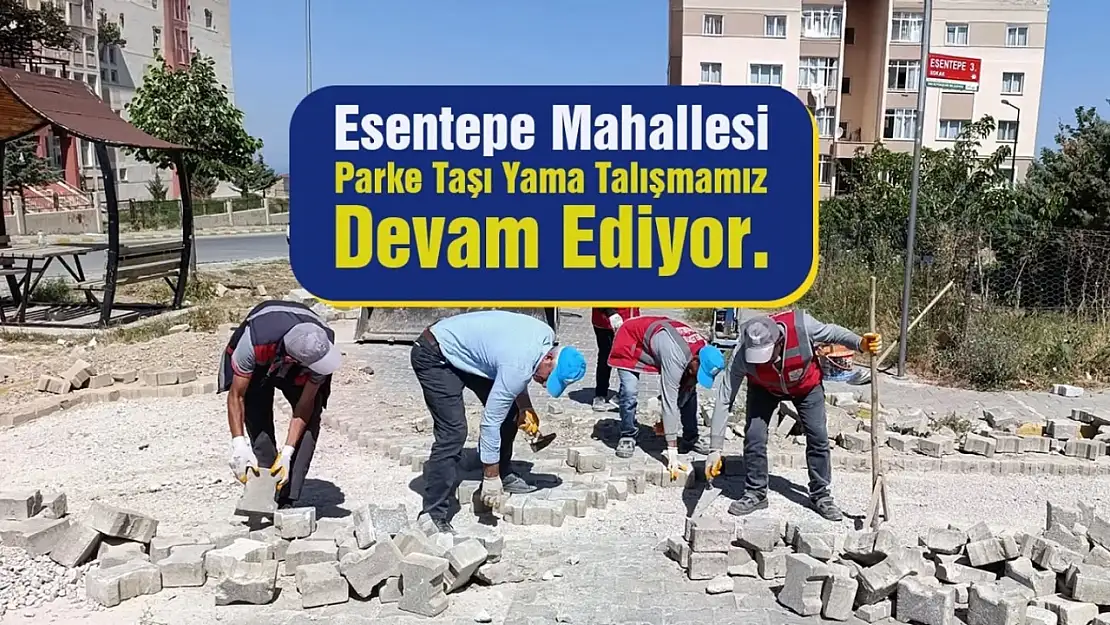 Van Edremit Belediyesi'nden Esentepe Mahallesi'nde Parke Taşı Tamirat Çalışmaları