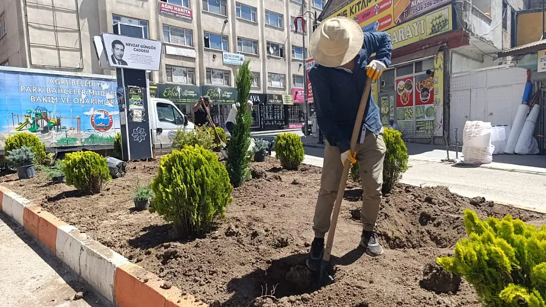 Yeşil alanlar artıyor Ağrı'da cadde düzenlemeleri devam ediyor