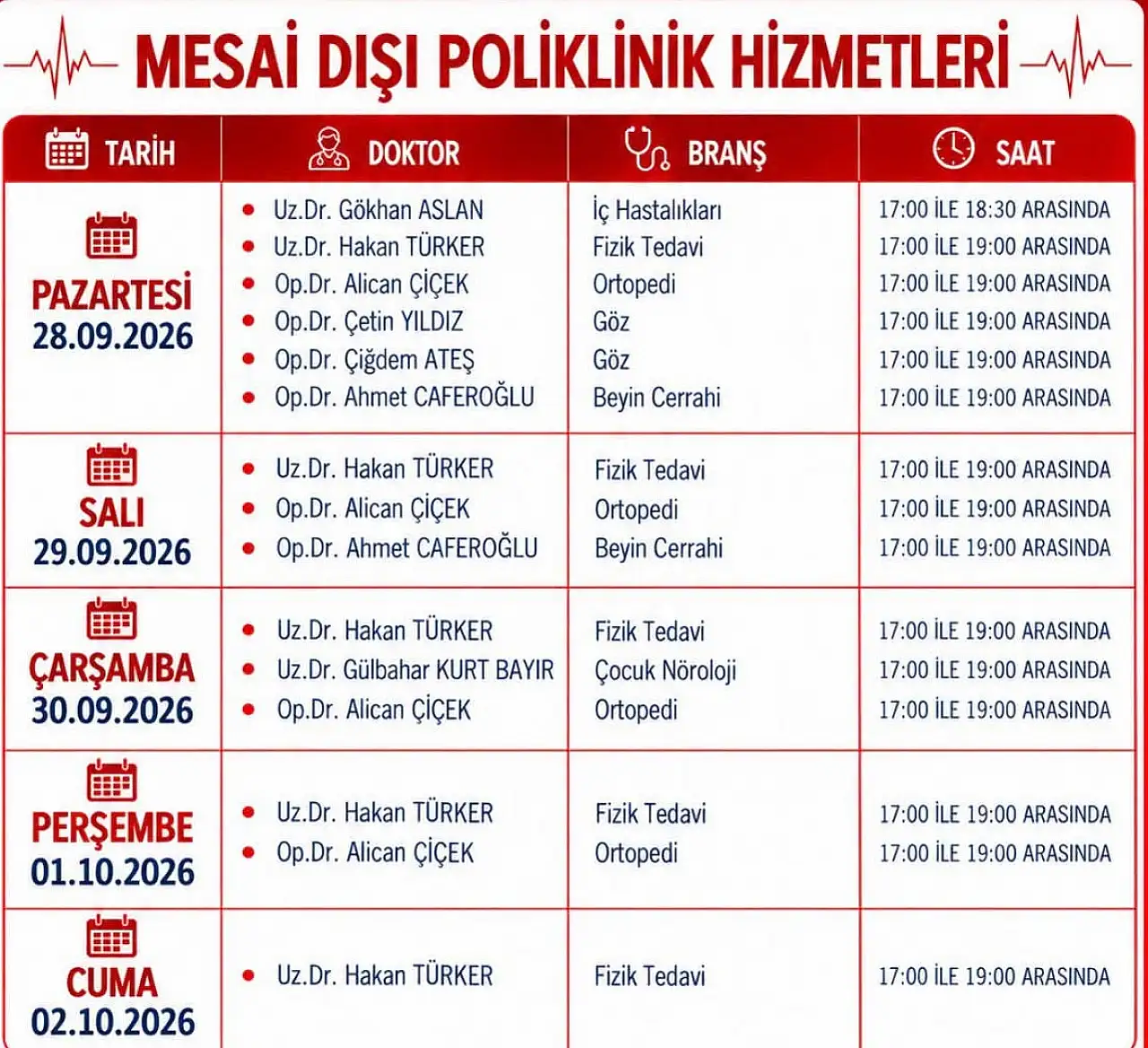Ağrı'da mesai sonrası muayene hizmeti 5 gün boyunca devam edecek