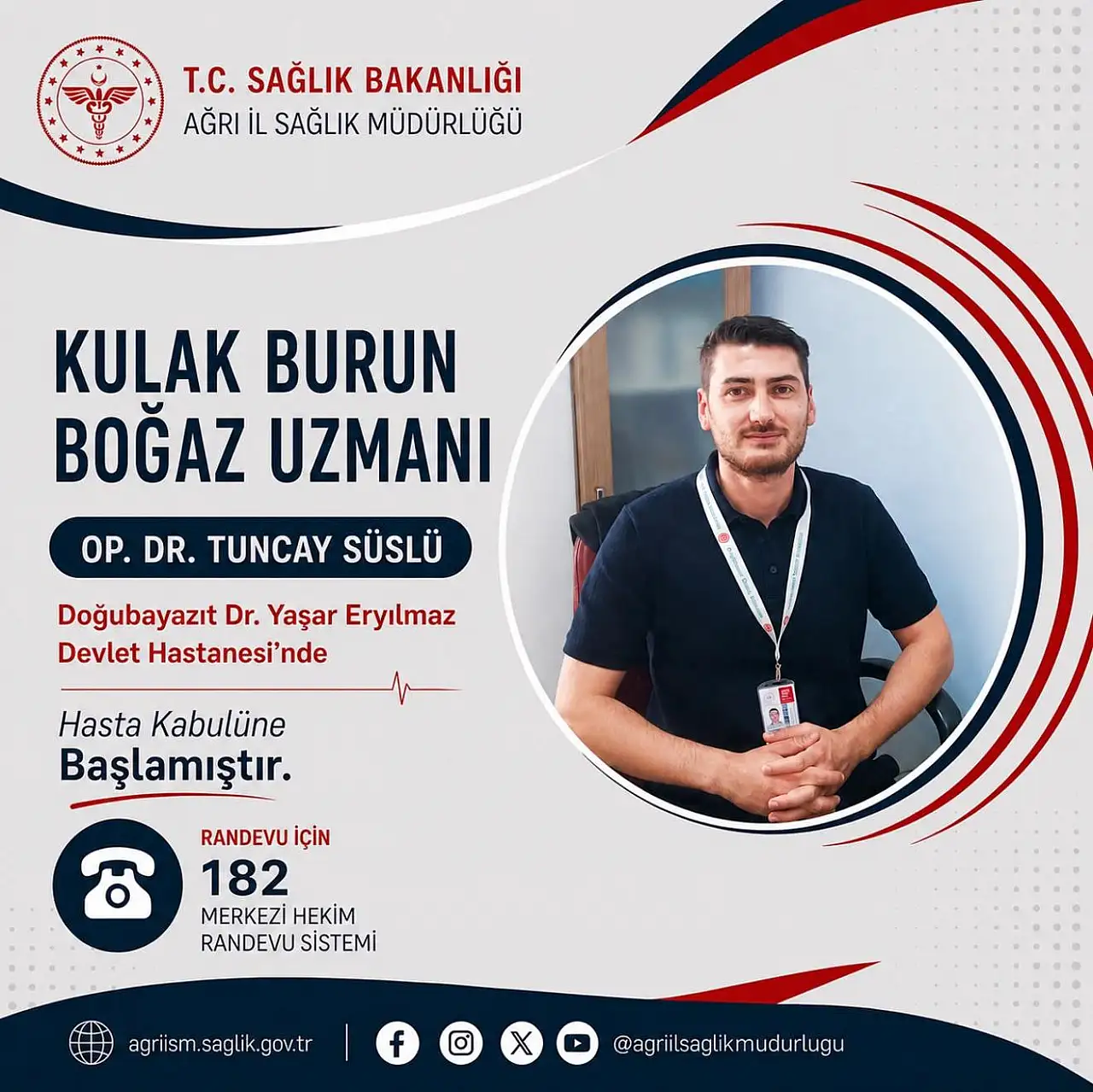 Doğubayazıt Devlet Hastanesi'nde Kulak Burun Boğaz Uzmanı göreve başladı