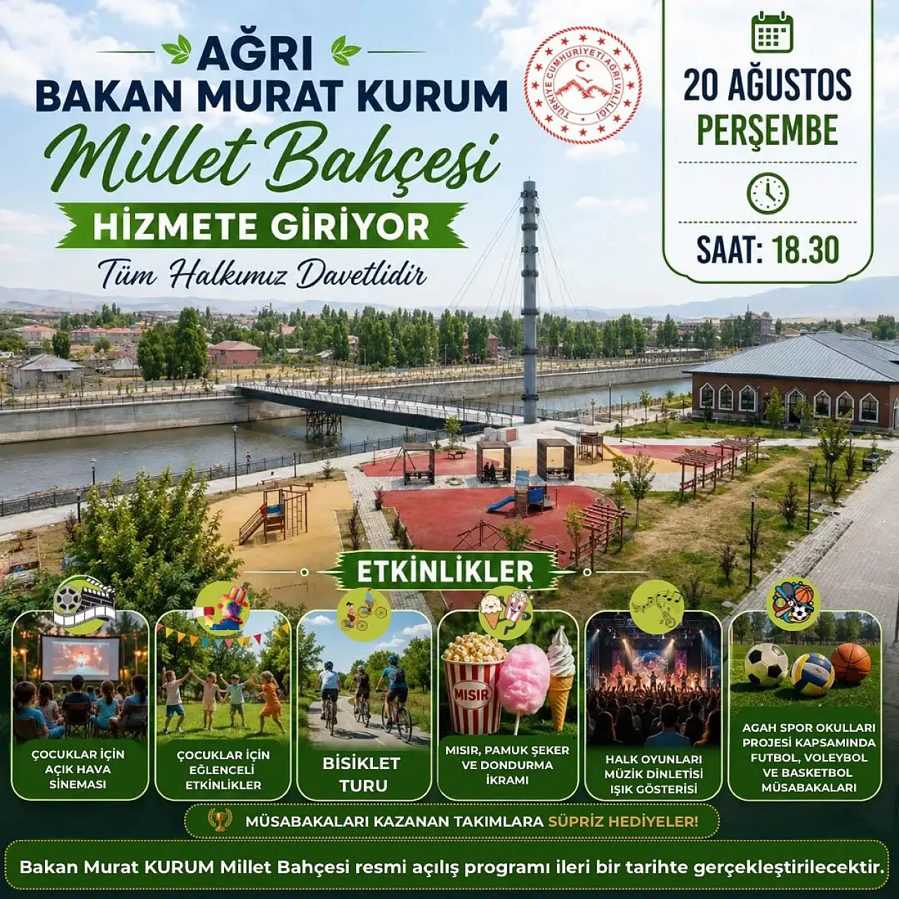 Ağrı'nın yeni buluşma noktası Murat Kurum Millet Millet Bahçesi açılıyor