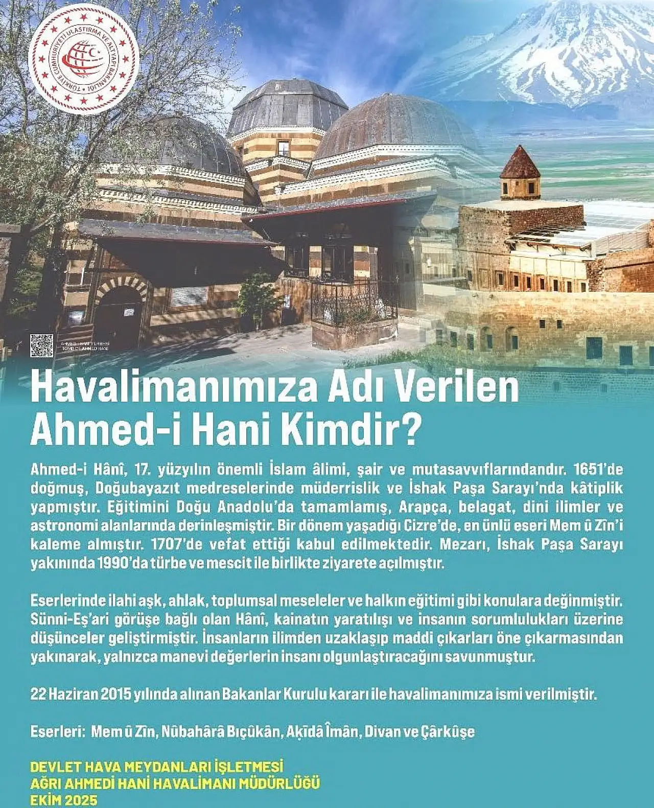 Ahmed-i Hani Havalimanı'nda Ağrı'nın kültürel mirası yansıtılıyor