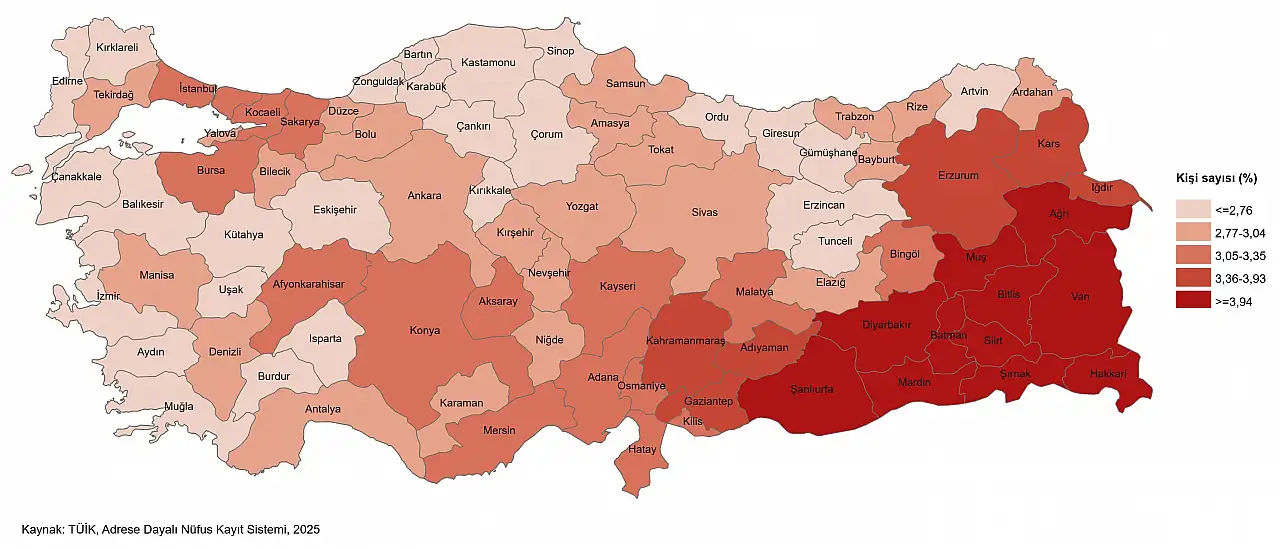 TÜİK verileri ortaya koydu: Ağrı'da aileler daha kalabalık