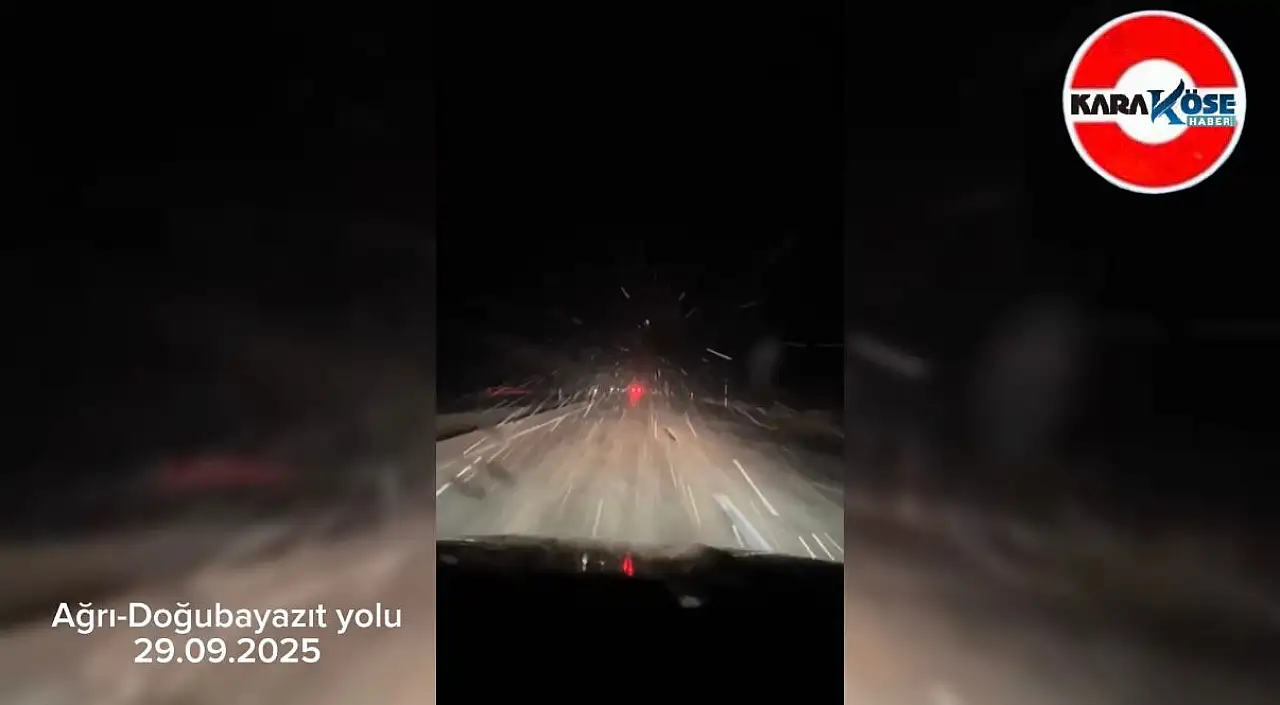 Ağrı–Doğubayazıt yolunda mevsimin ilk karı görüldü